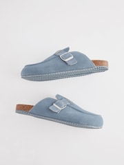 Blue Suede Footbed Mule Slippers - Image 6 of 8