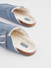 Blue Suede Footbed Mule Slippers - Image 7 of 8