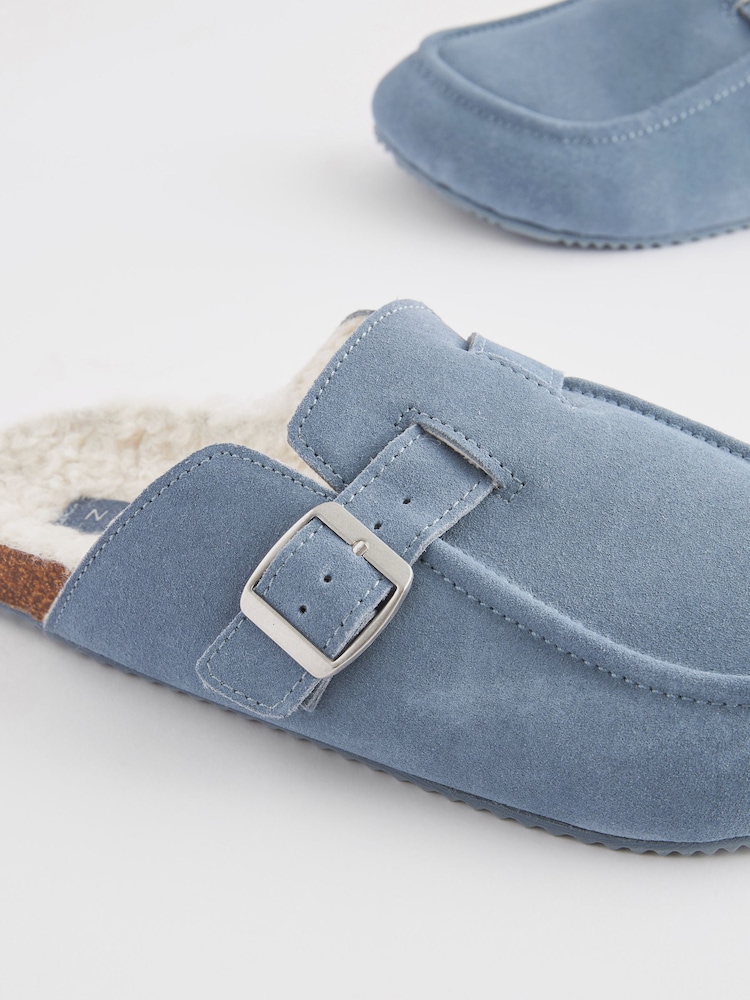 Blue Suede Footbed Mule Slippers - Image 8 of 8