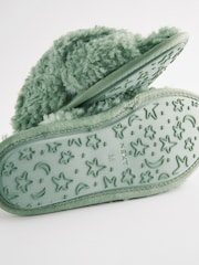Sage Green Faux Fur Crossover Slider Slippers - Image 4 of 7
