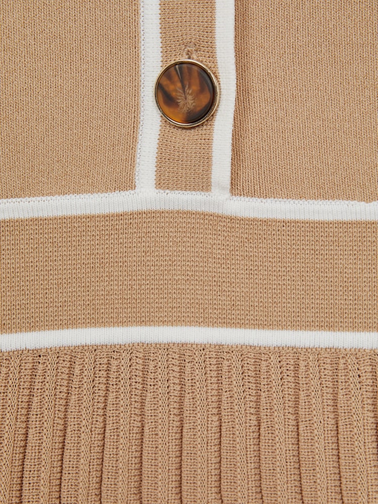 Reiss Camel Mia 9-14 yrs Knitted Polo Skater Dress - Image 6 of 6