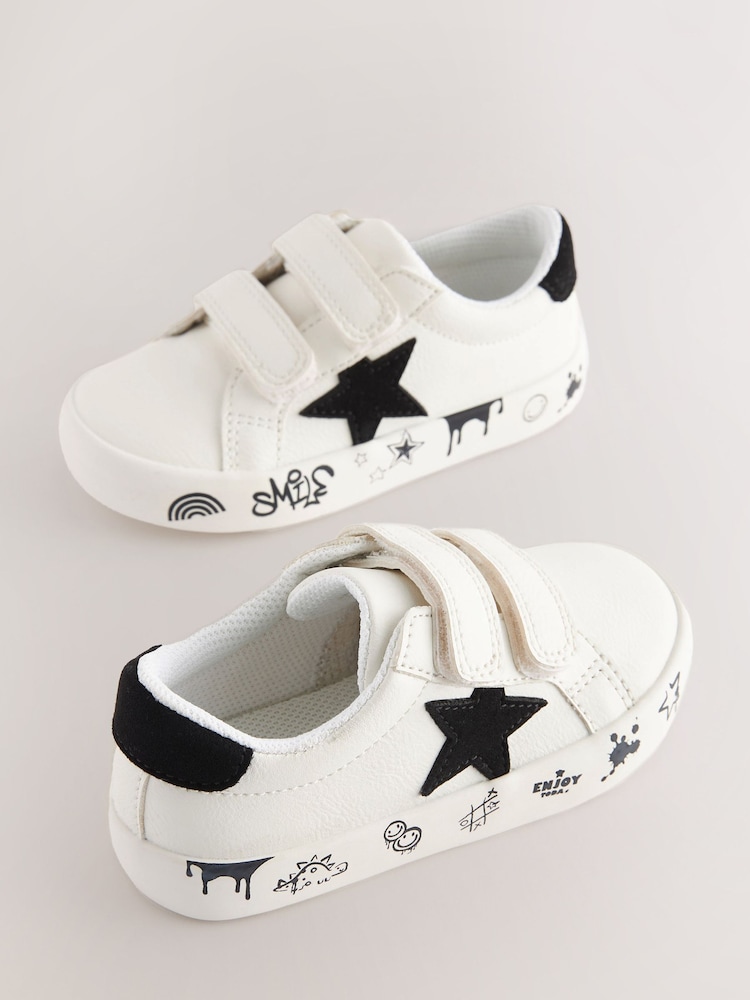 Black/White Standard Fit (F) Star Touch Fastening Trainers - Image 1 of 5