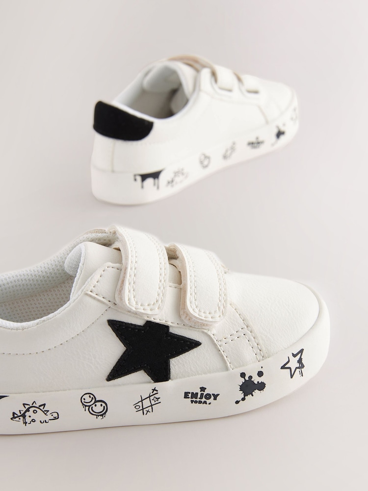 Black/White Standard Fit (F) Star Touch Fastening Trainers - Image 2 of 5