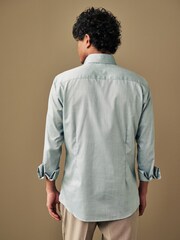 Green Oxford Single Cuff Textured Cotton Shirt - Image 3 of 8