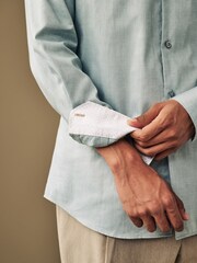 Green Oxford Single Cuff Textured Cotton Shirt - Image 5 of 8