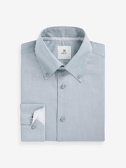 Green Oxford Single Cuff Textured Cotton Shirt - Image 6 of 8