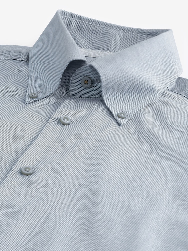Green Oxford Single Cuff Textured Cotton Shirt - Image 8 of 8