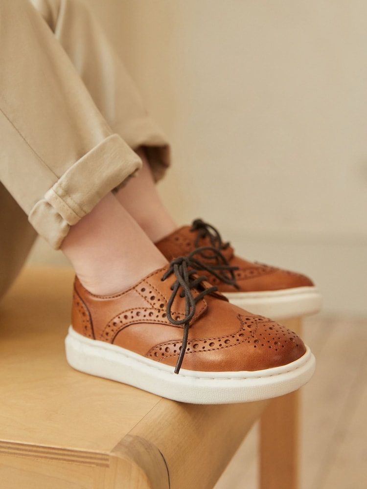 Tan Brown Brogue Smart Leather Lace-Up Shoes - Image 1 of 9