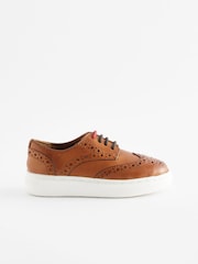 Tan Brown Brogue Smart Leather Lace-Up Shoes - Image 6 of 9