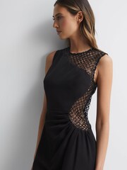 Reiss Black Kenda Halston Sequin Midi Dress - Image 1 of 6