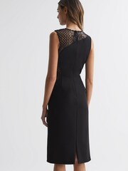 Reiss Black Kenda Halston Sequin Midi Dress - Image 5 of 6