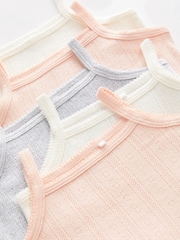 Light Pink Baby Strappy 100% Cotton Vest Bodysuits 5 Pack - Image 3 of 6