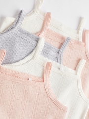 Light Pink Baby Strappy 100% Cotton Vest Bodysuits 5 Pack - Image 4 of 6
