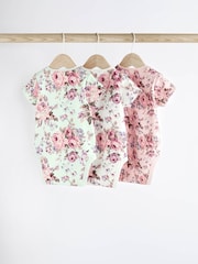 Floral Baby Short Sleeve Bodysuits 3 Pack - Image 2 of 6