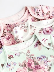 Floral Baby Short Sleeve Bodysuits 3 Pack - Image 4 of 6