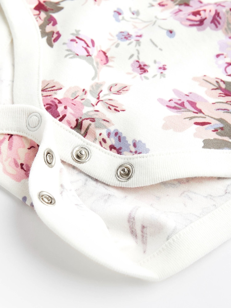 Floral Baby Short Sleeve Bodysuits 3 Pack - Image 6 of 6