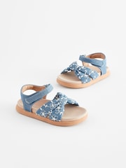 Blue Denim Bow Sandals - Image 1 of 6