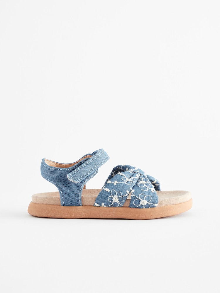 Blue Denim Bow Sandals - Image 2 of 6