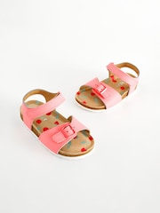 Neon Pink - Sandalen mit Schnallenriemen und Korkfußbett - Bild 1 von 6
