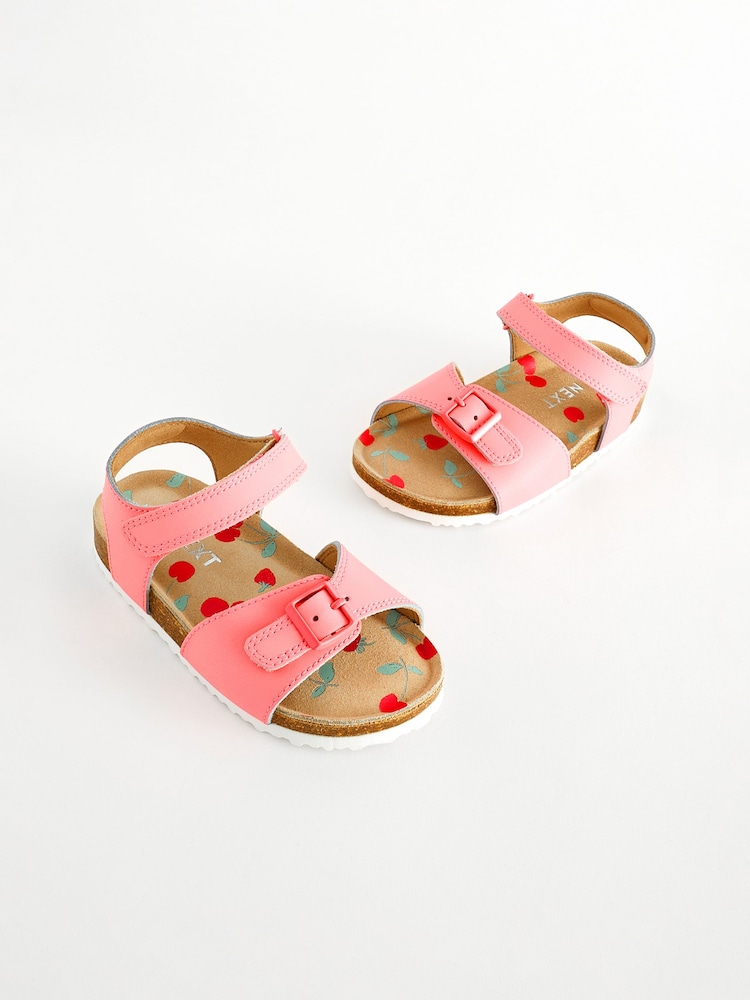 Neon Pink - Sandalen mit Schnallenriemen und Korkfußbett - Bild 1 von 6 Neon Pink - Sandalen mit Schnallenriemen und Korkfußbett - Bild 1 von 6