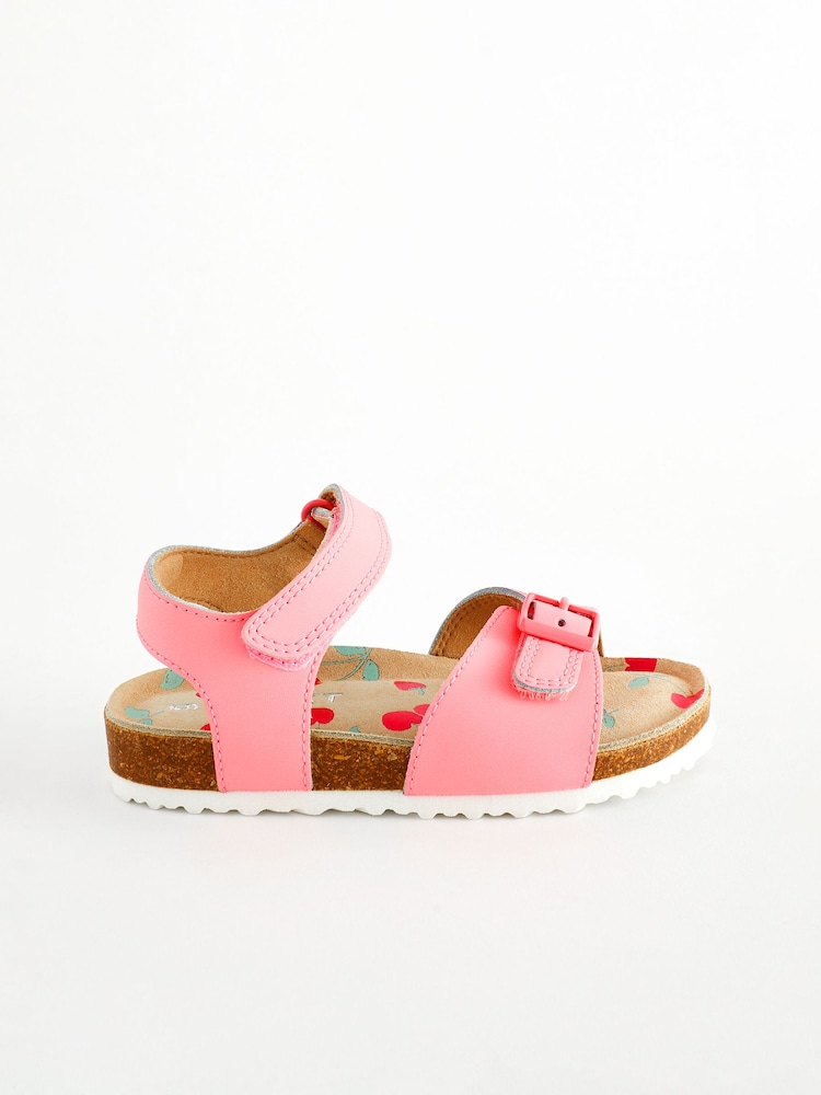 Neon Pink - Sandalen mit Schnallenriemen und Korkfußbett - Bild 2 von 6