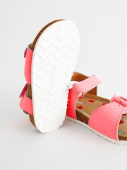 Neon Pink - Sandalen mit Schnallenriemen und Korkfußbett - Bild 3 von 6