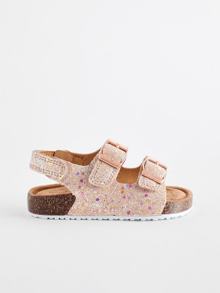 Pink Glitter Corkbed Two Strap Sandals - Image 2 of 6