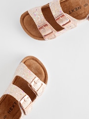 Pink Glitter Corkbed Two Strap Sandals - Image 5 of 6