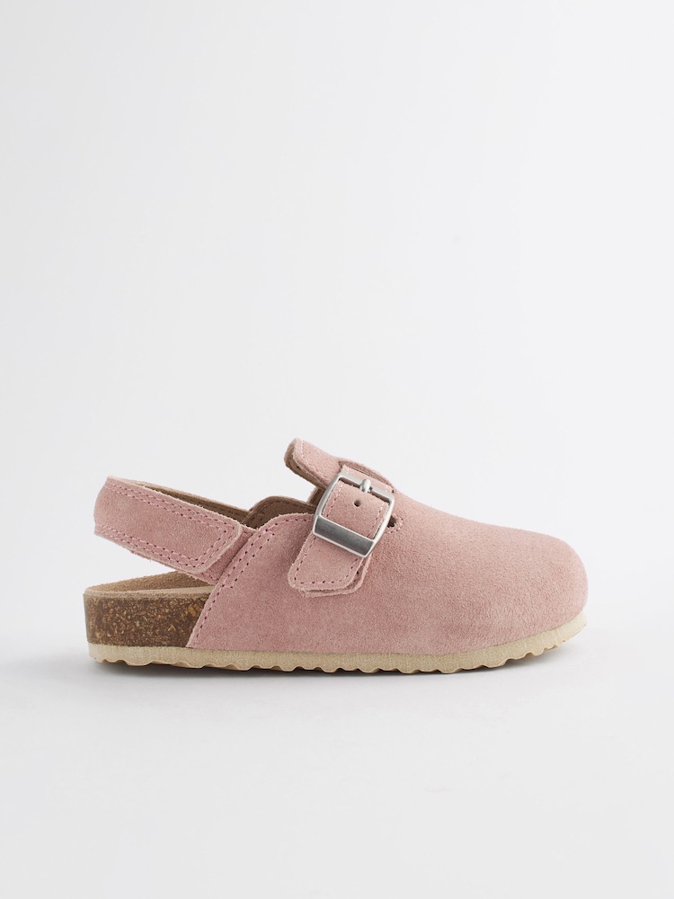 Pink Suede Leather Clogs with Touch Fastening - Image 2 of 6