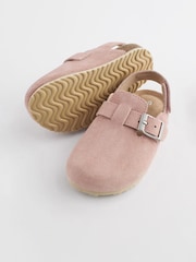 Pink Suede Leather Clogs with Touch Fastening - Image 3 of 6