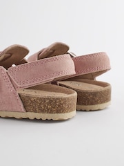 Pink Suede Leather Clogs with Touch Fastening - Image 4 of 6
