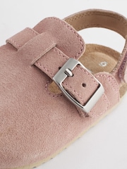 Pink Suede Leather Clogs with Touch Fastening - Image 5 of 6