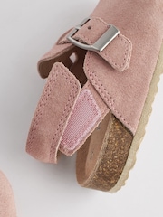 Pink Suede Leather Clogs with Touch Fastening - Image 6 of 6