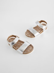 Silver Standard Fit (F) Leather Corkbed Sandals - Image 1 of 6