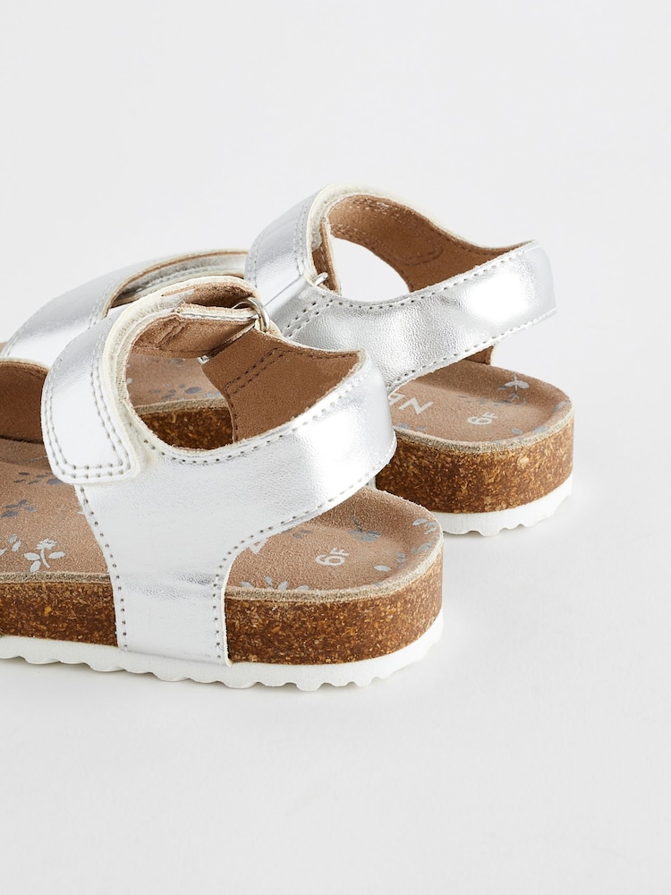 Silver Standard Fit (F) Leather Corkbed Sandals - Image 6 of 6