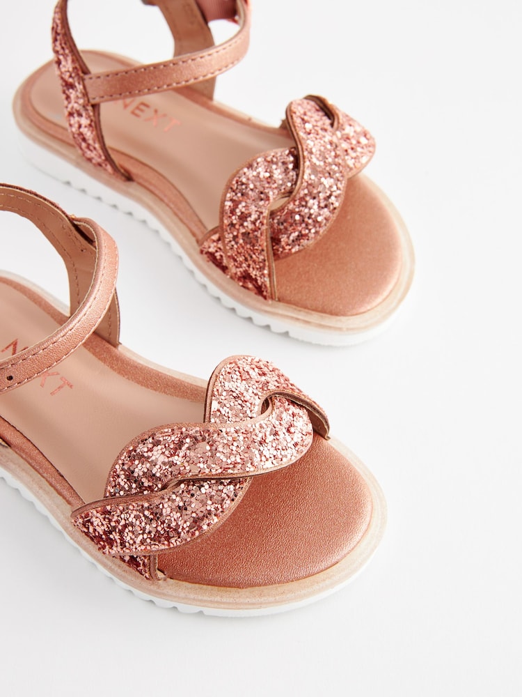Rose Gold Glitter Occasion Sandals - Image 3 of 5