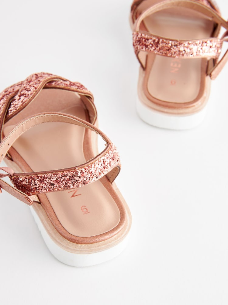 Rose Gold Glitter Occasion Sandals - Image 4 of 5