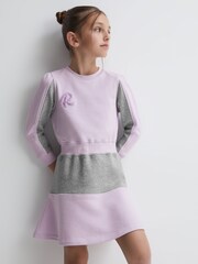Reiss Lilac Daley 4-9 yrs Colourblock Motif Jersey Dress - Image 1 of 5