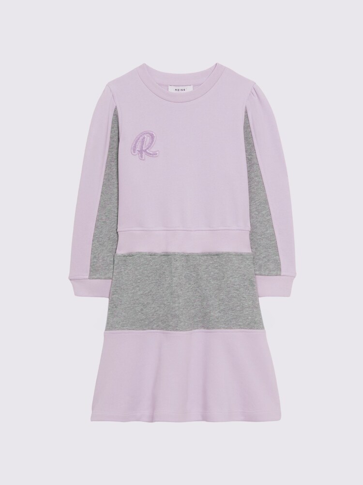 Reiss Lilac Daley 4-9 yrs Colourblock Motif Jersey Dress - Image 2 of 5