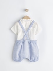 Pale Blue Smart Shirt, Shorts And Socks With Linen 3 Piece Set (0mths-2yrs) - Image 2 of 9