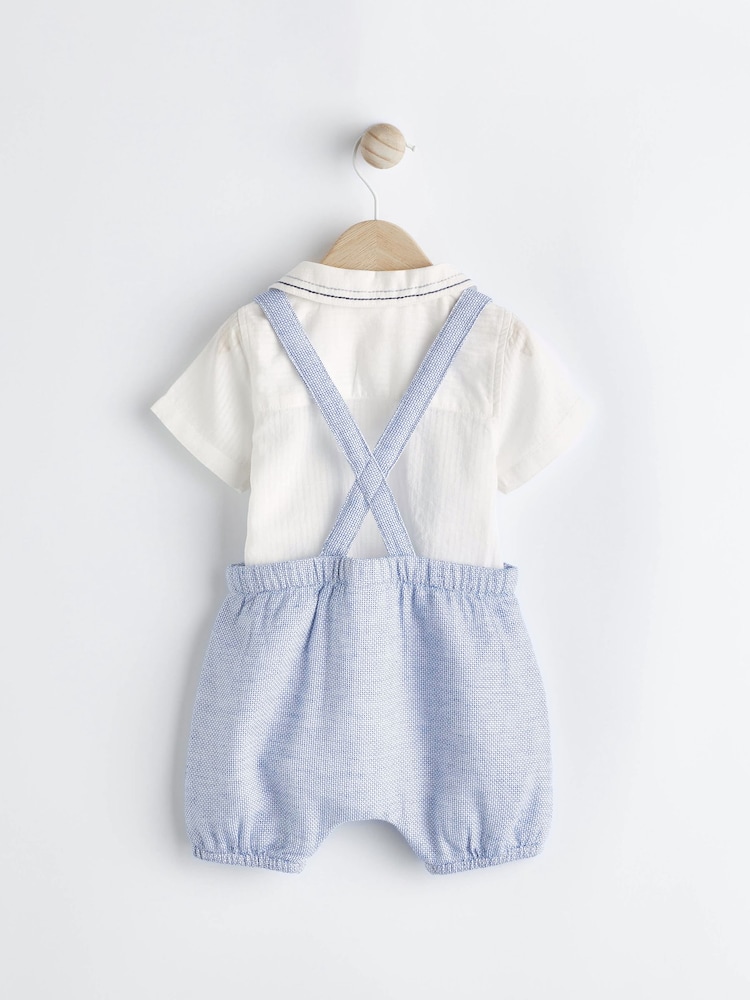 Pale Blue Smart Shirt, Shorts And Socks With Linen 3 Piece Set (0mths-2yrs) - Image 2 of 9