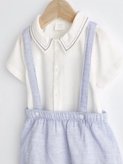 Pale Blue Smart Shirt, Shorts And Socks With Linen 3 Piece Set (0mths-2yrs) - Image 4 of 9