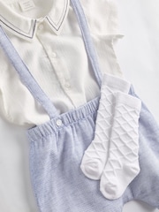 Pale Blue Smart Shirt, Shorts And Socks With Linen 3 Piece Set (0mths-2yrs) - Image 5 of 9