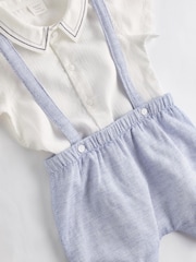 Pale Blue Smart Shirt, Shorts And Socks With Linen 3 Piece Set (0mths-2yrs) - Image 6 of 9