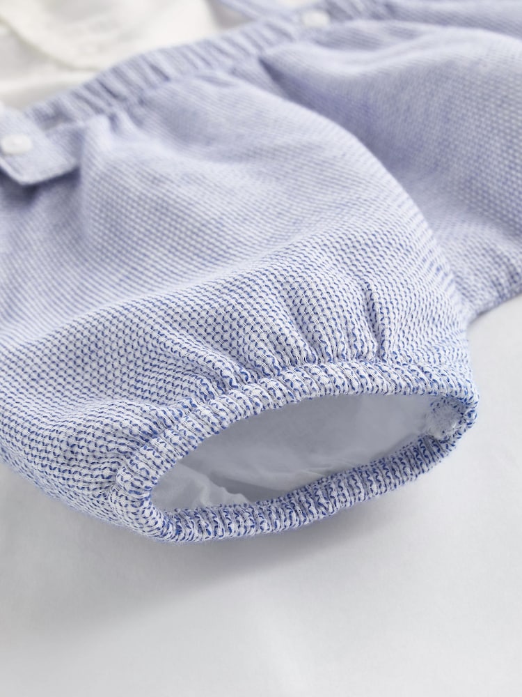 Pale Blue Smart Shirt, Shorts And Socks With Linen 3 Piece Set (0mths-2yrs) - Image 9 of 9