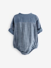 Blue Woven Long Sleeve Bloomer Romper (0mths-2yrs) - Image 7 of 8