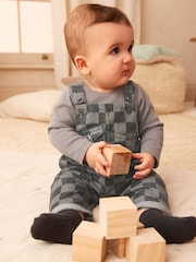 Monochrome Check Baby Denim Dungarees And Bodysuit Set (0mths-2yrs) - Image 1 of 7