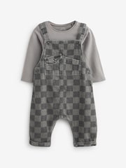 Monochrome Check Baby Denim Dungarees And Bodysuit Set (0mths-2yrs) - Image 4 of 7