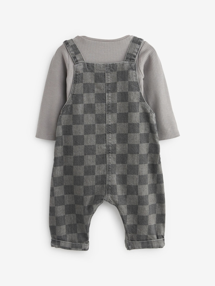 Monochrome Check Baby Denim Dungarees And Bodysuit Set (0mths-2yrs) - Image 5 of 7