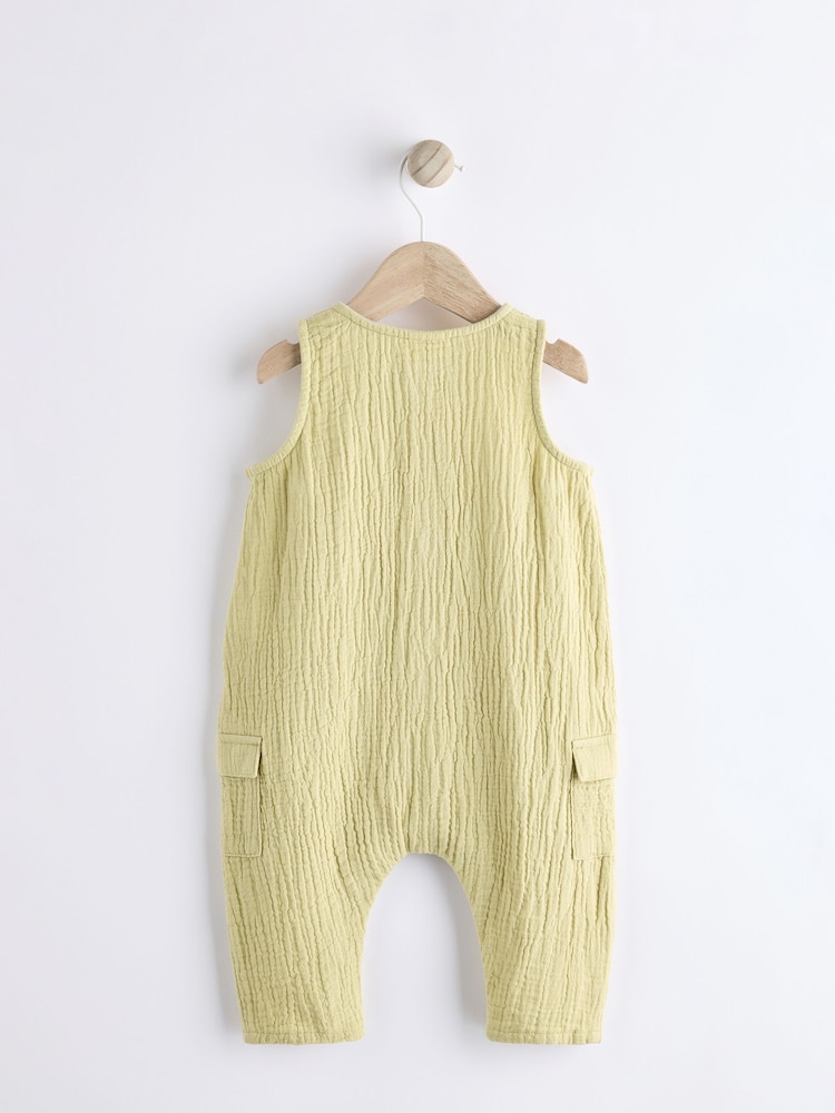 Green Woven Baby 100% Cotton Romper (0mths-2yrs) - Image 2 of 7